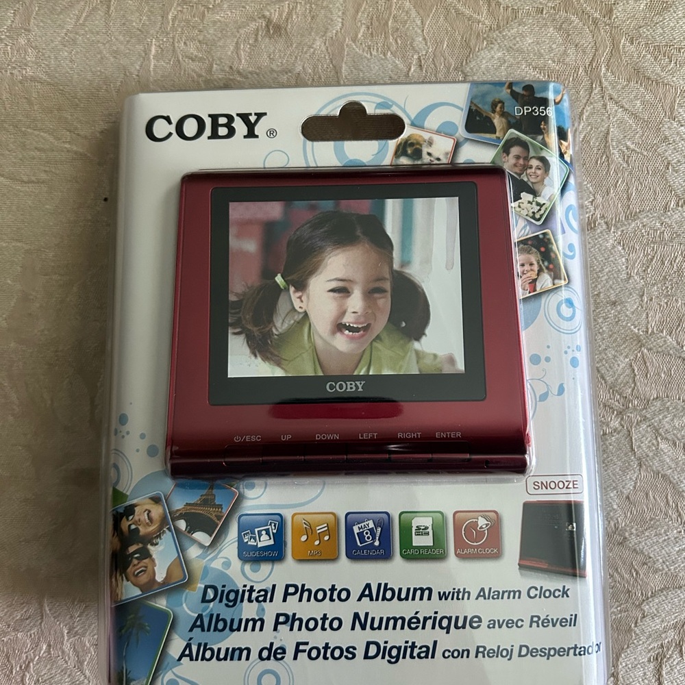 Brand new Red Digital Photo Album with Alarm Clock